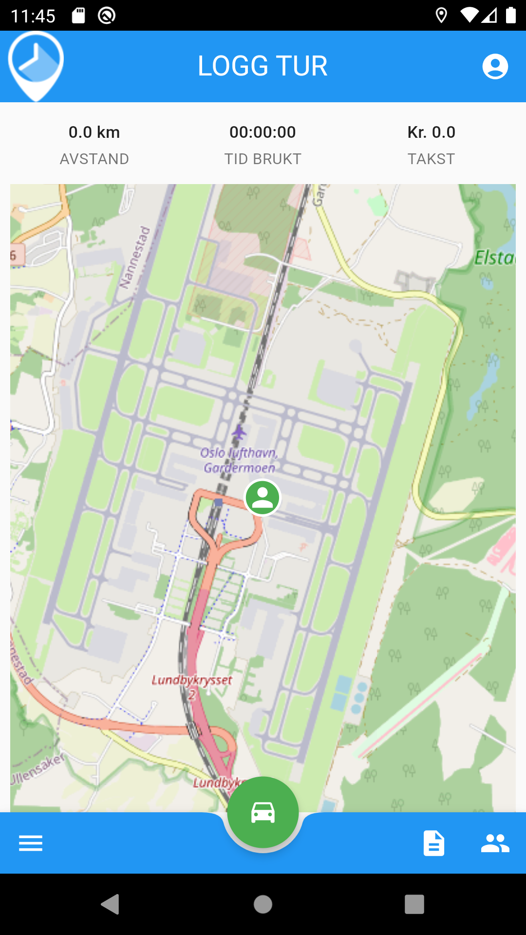 Start å logge tur ved å klikke på start og få oversikt